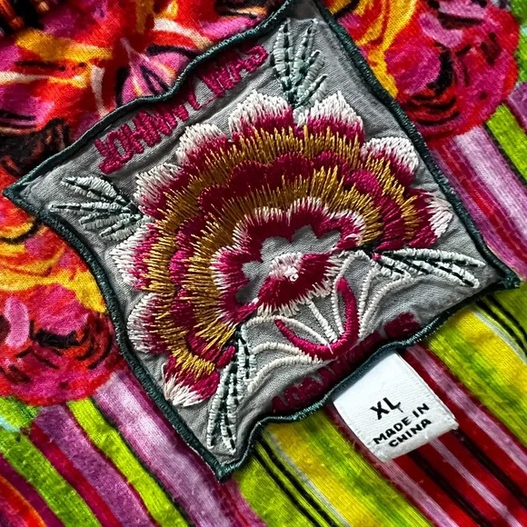 Johnny Was Colorful Floral Short Sleeve Top - Picture 2 of 6